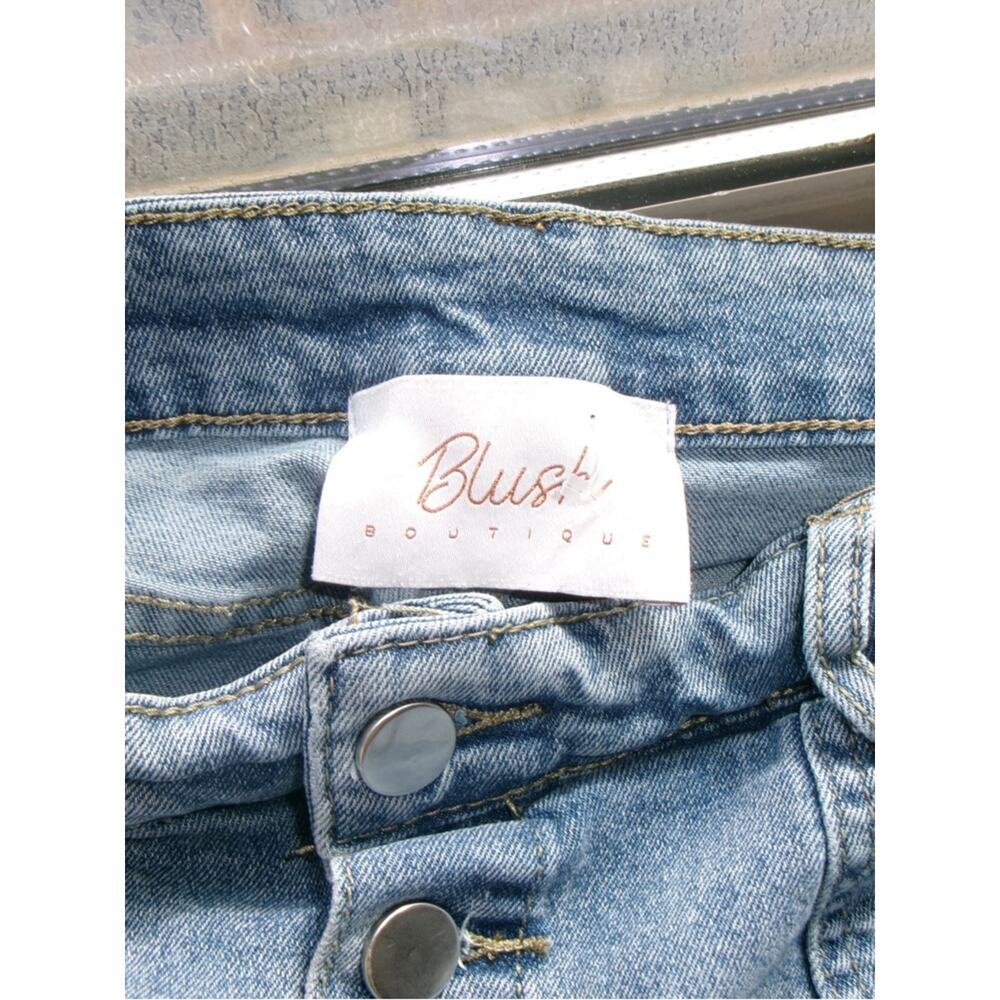 Denim Button-Front Mini Skort in Light Blue - Picture 3 of 3